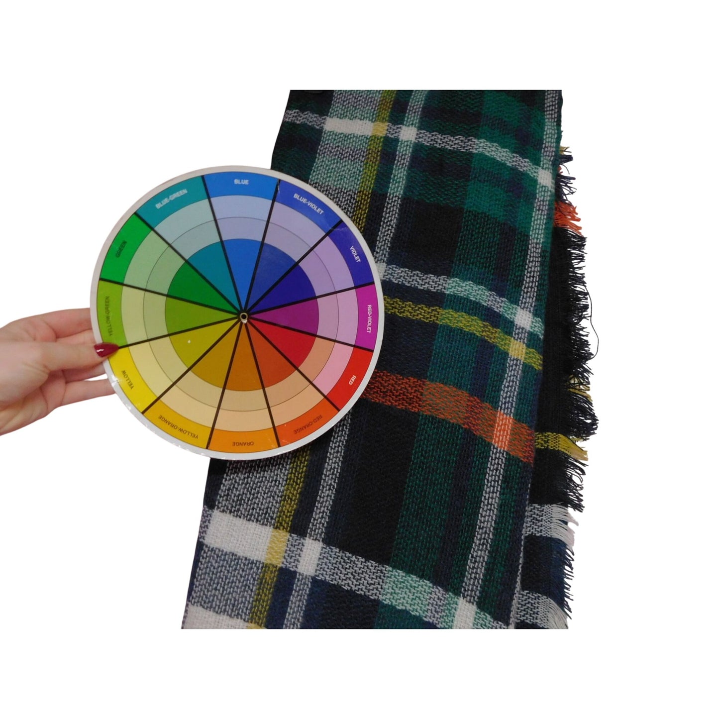 Large Green Navy Tartan Blanket Scarf 55" - Lightweight Plaid Wrap - Excellent