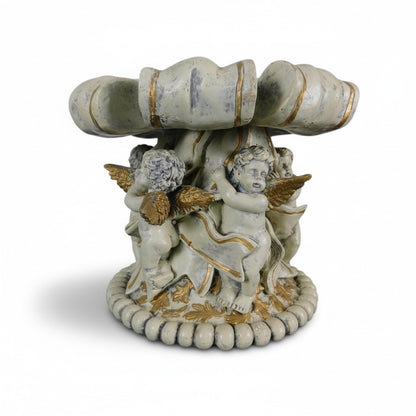 Baroque Cherub Compote Bowl 8" Gold Resin Pedestal