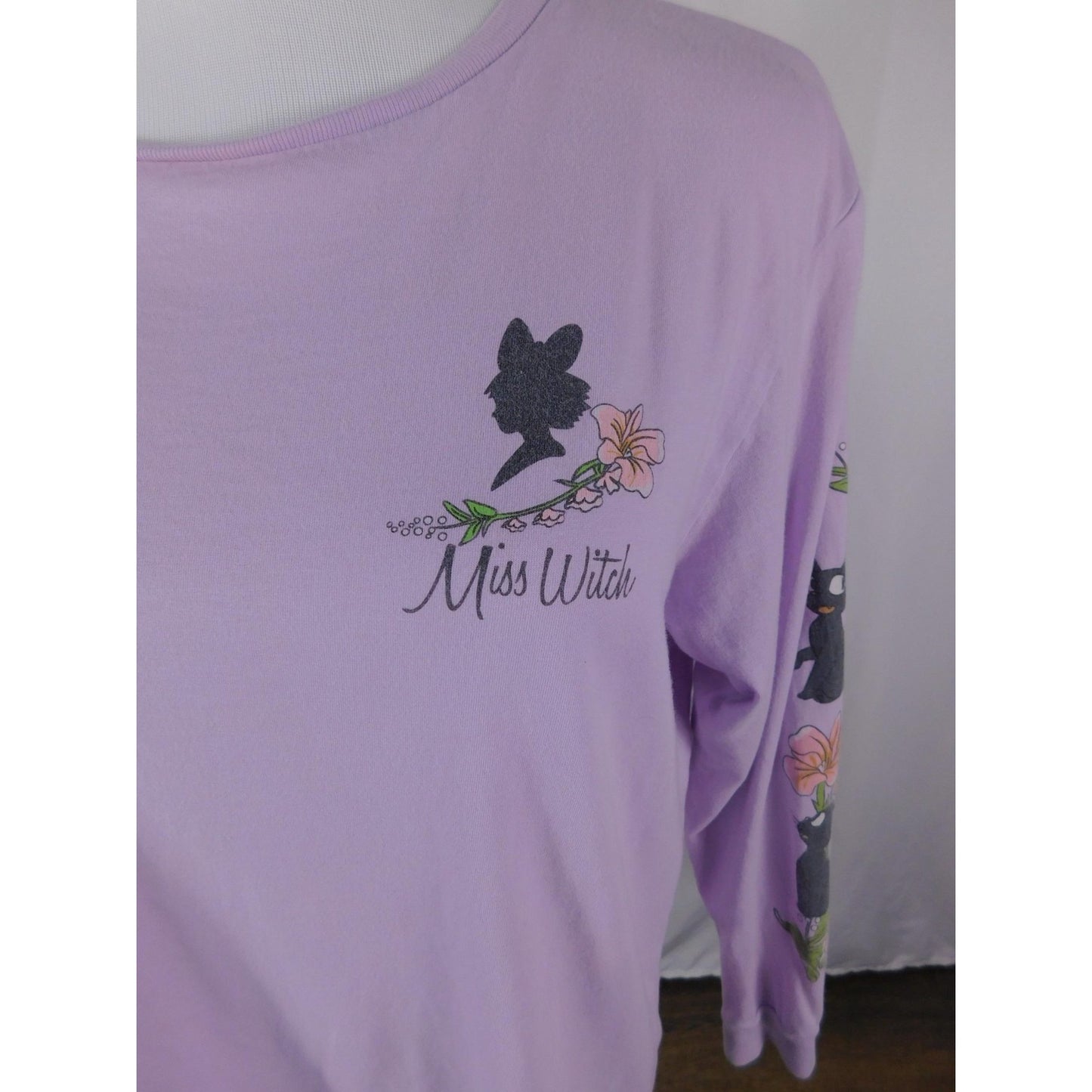 Kiki Jiji Long Sleeve Tee XS Studio Ghibli Lavender