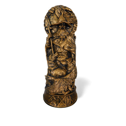 Odin with Wolves & Ravens Statue 8" Gold - Norse Viking Figurine - New