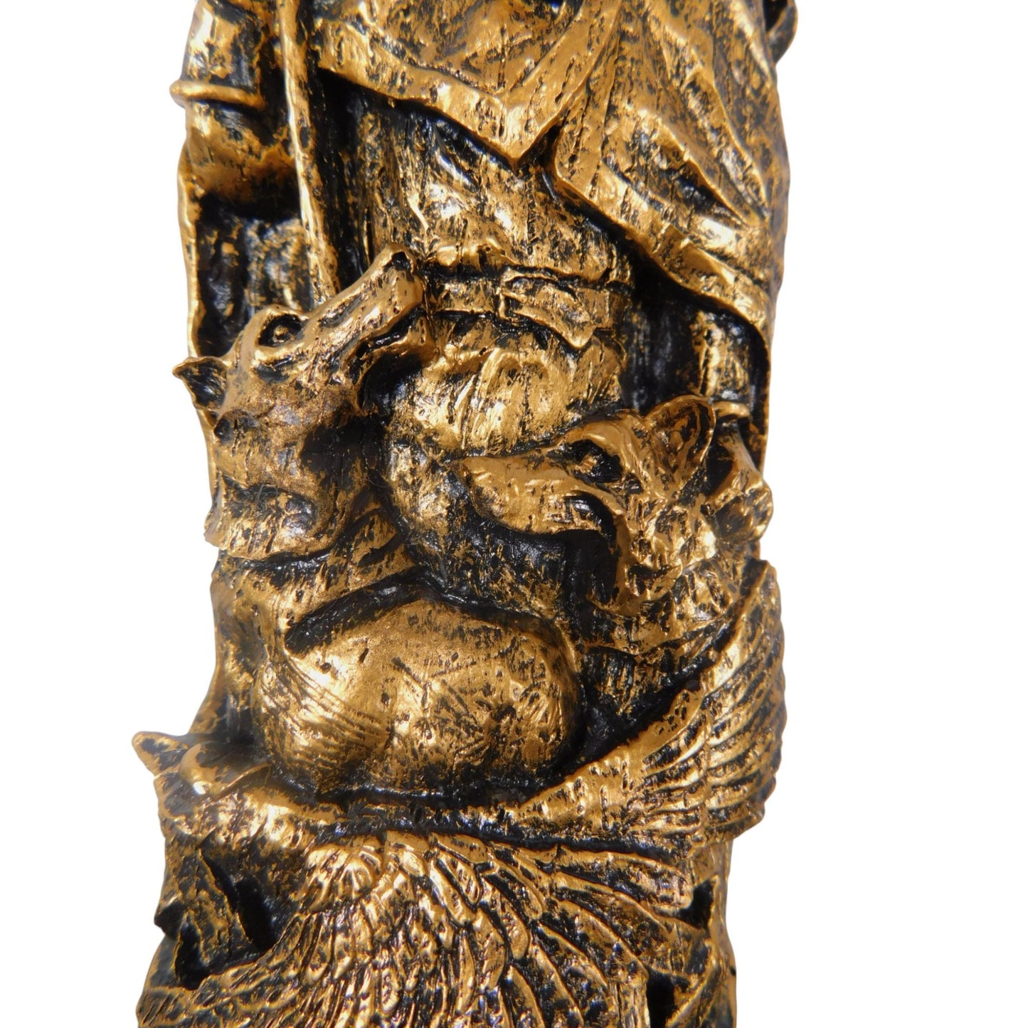 Odin with Wolves & Ravens Statue 8" Gold - Norse Viking Figurine - New