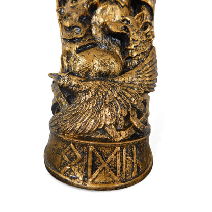 Odin with Wolves & Ravens Statue 8" Gold - Norse Viking Figurine - New