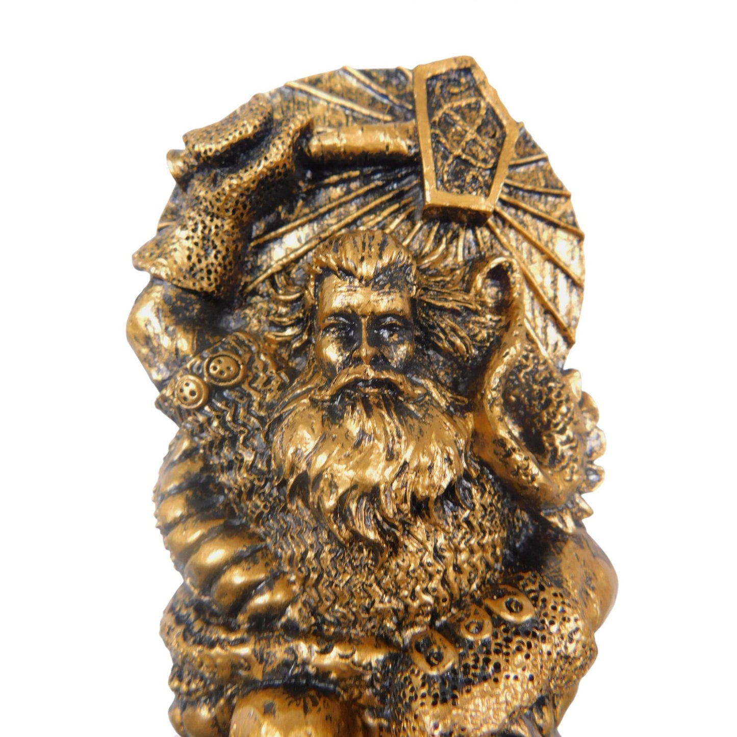 Thor Norse God Statue 8" Gold Finish - Viking Hammer Mjölnir - New