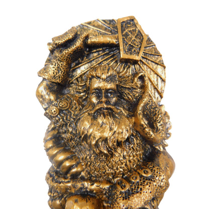 Thor Norse God Statue 8" Gold Finish - Viking Hammer Mjölnir - New