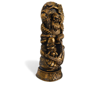 Thor Norse God Statue 8" Gold Finish - Viking Hammer Mjölnir - New