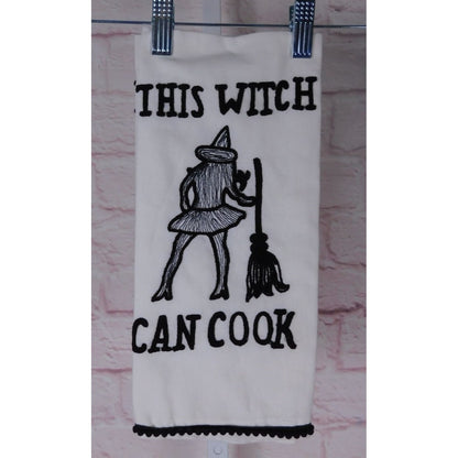 This Witch Can Cook Cotton Kitchen Towel Set Witchy Decor NWT 18x28