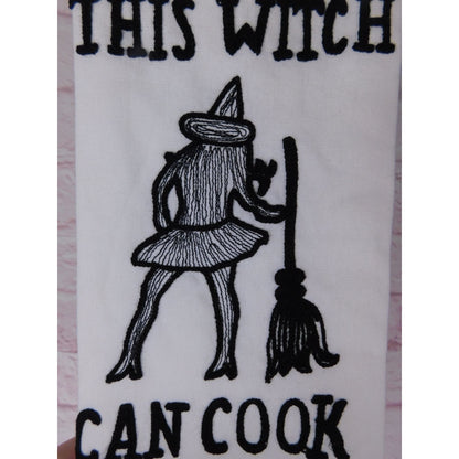 This Witch Can Cook Cotton Kitchen Towel Set Witchy Decor NWT 18x28