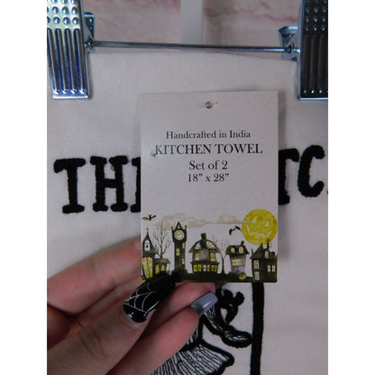 This Witch Can Cook Cotton Kitchen Towel Set Witchy Decor NWT 18x28