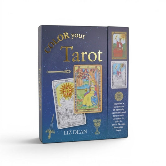 Color Your Tarot Deck & Guide Book Set By Liz Dean - 78 Cards To Color & Interpret With 64-Page Illustrated Guide