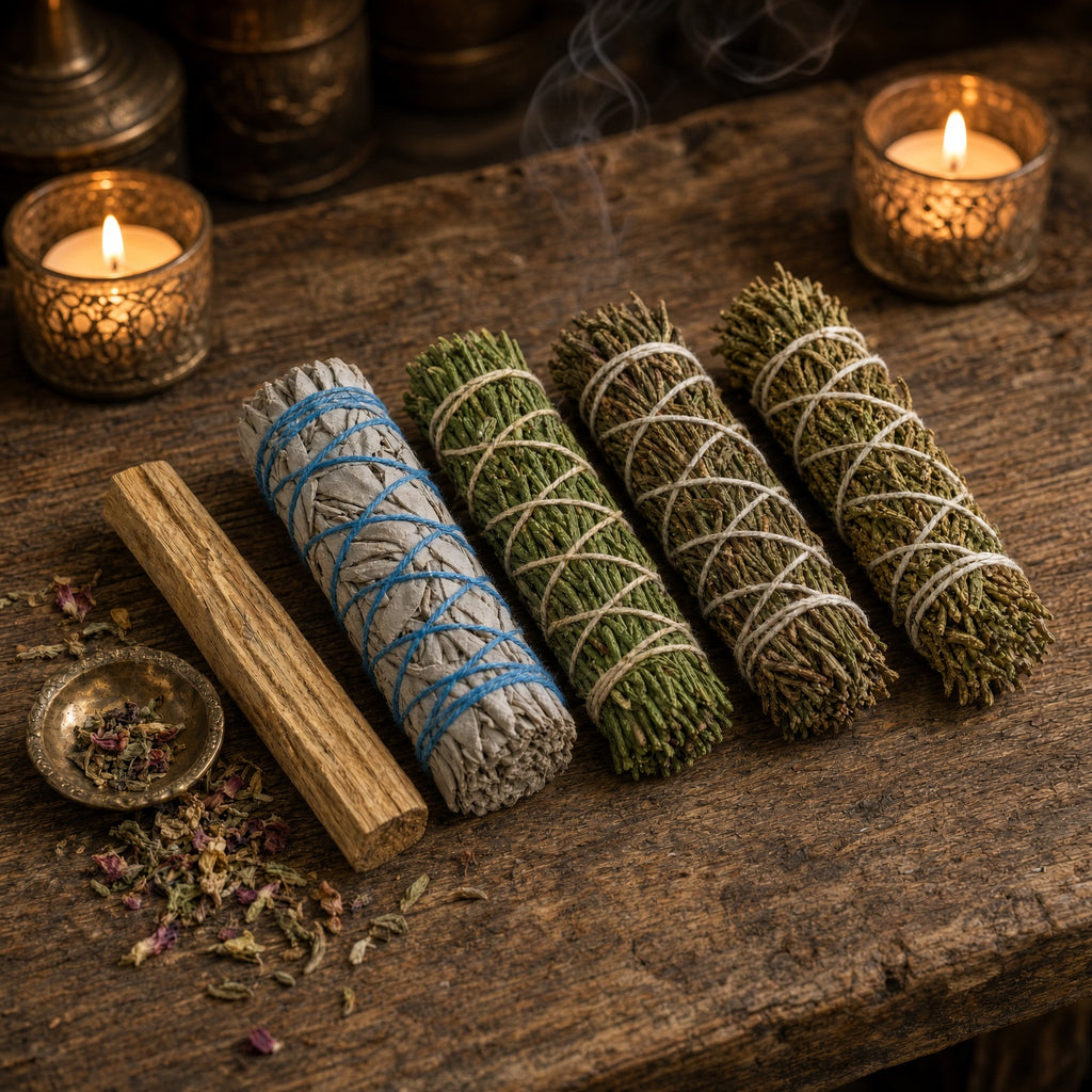 Herbal Cleansing Set White Sage, Cedar, Rosemary, Juniper & Palo Santo