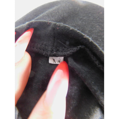 Witchy Gothic Graphic Shirt Womens Medium Black Deep V Cutout Choker Cats Moon