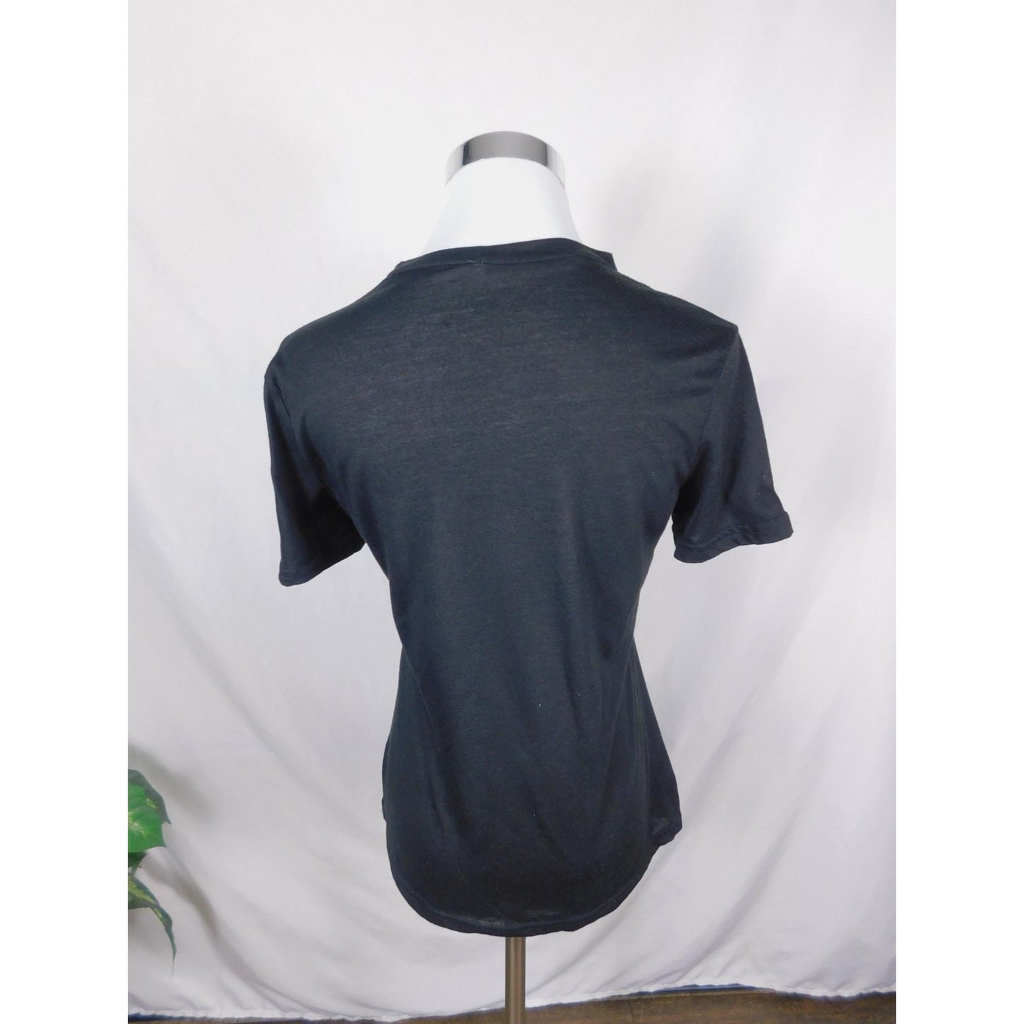 Witchy Gothic Graphic Shirt Womens Medium Black Deep V Cutout Choker Cats Moon