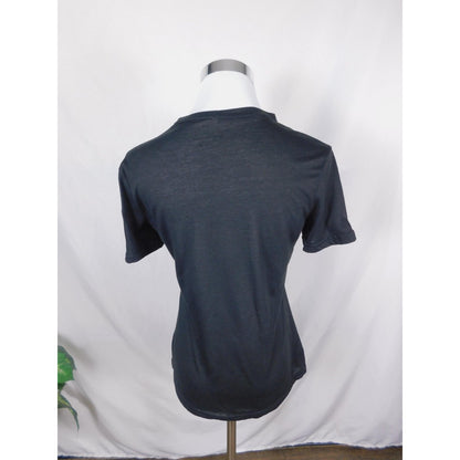 Witchy Gothic Graphic Shirt Womens Medium Black Deep V Cutout Choker Cats Moon