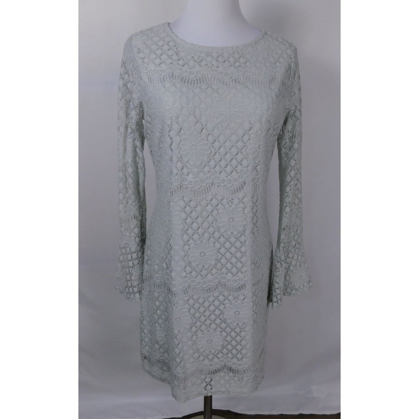 Pinky Brand Icy Blue Lace Bell Sleeve Dress M - Stretch - Excellent