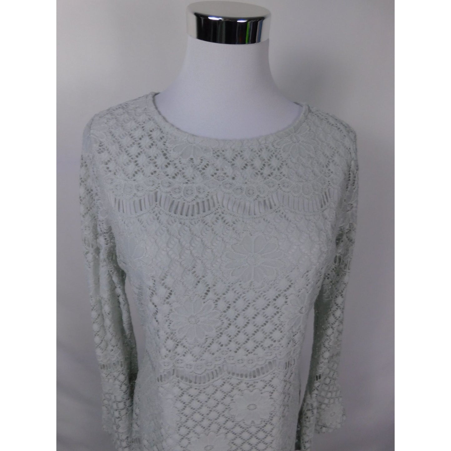 Pinky Brand Icy Blue Lace Bell Sleeve Dress M - Stretch - Excellent