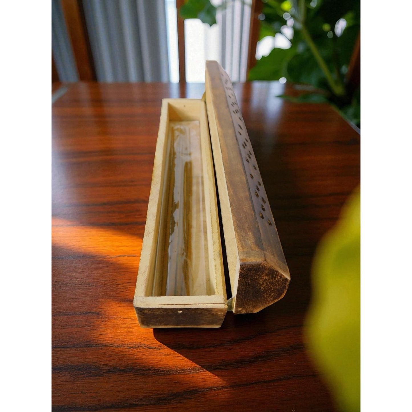 Wooden Incense Burner Box Holder Aromatherapy Cone Stick Storage Rustic Decor