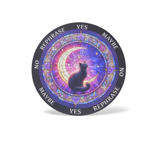 Mystical Cat Pendulum Board 6" - Reversible Coaster & Divination - New