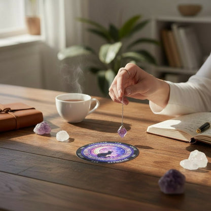 Mystical Cat Pendulum Board 6" - Reversible Coaster & Divination - New