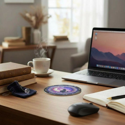 Mystical Cat Pendulum Board 6" - Reversible Coaster & Divination - New