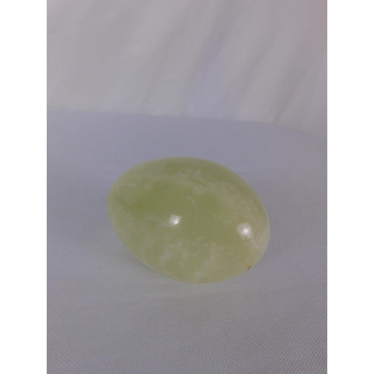 Polished Green Stone Egg Carved Gemstone Worry Palm Witch Altar Decor Healing