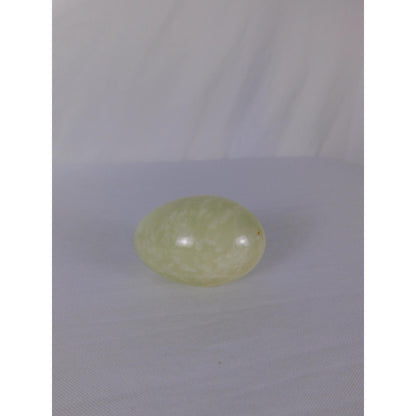 Polished Green Stone Egg Carved Gemstone Worry Palm Witch Altar Decor Healing