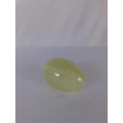 Polished Green Stone Egg Carved Gemstone Worry Palm Witch Altar Decor Healing