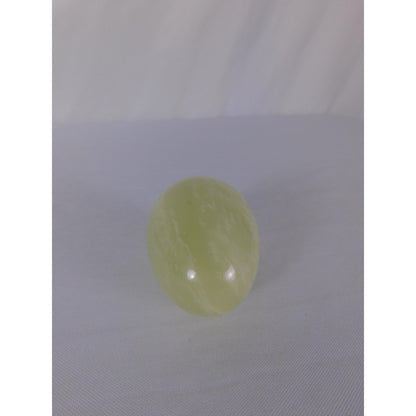 Polished Green Stone Egg Carved Gemstone Worry Palm Witch Altar Decor Healing