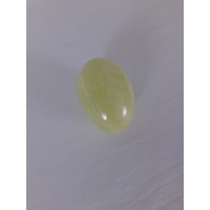 Polished Green Stone Egg Carved Gemstone Worry Palm Witch Altar Decor Healing