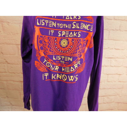 Tribal-Inspired Purple Long Sleeve Tee Listen To The Wind Purple Medium