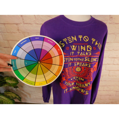 Tribal-Inspired Purple Long Sleeve Tee Listen To The Wind Purple Medium