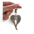 Angel Wing Pentagram Keychain Silver Clip