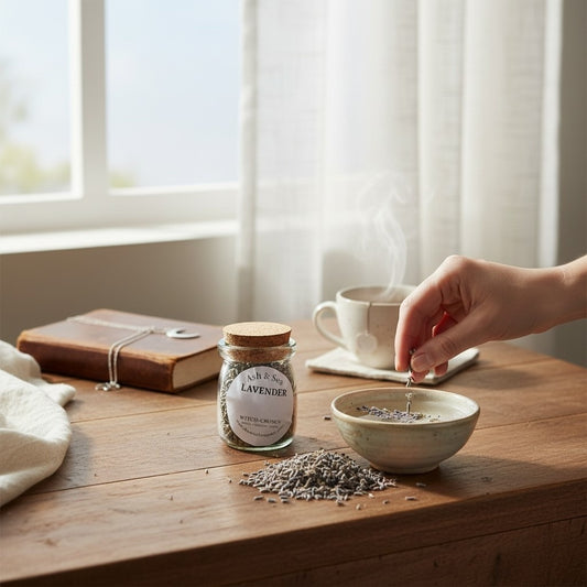 Ash & Sea Lavender Witch-Chosen Herb Jar Peace Calm Ritual Altar