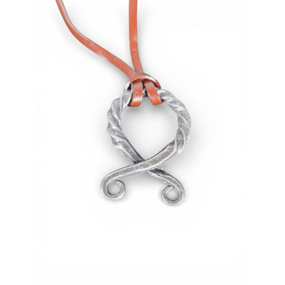 Norse Viking Brown Leather Necklace Silver Tone Twisted Adjustable Jewelry