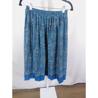 Draper's & Damon's Blue Paisley Border Print Skirt Elastic Waist Boho Witch 10