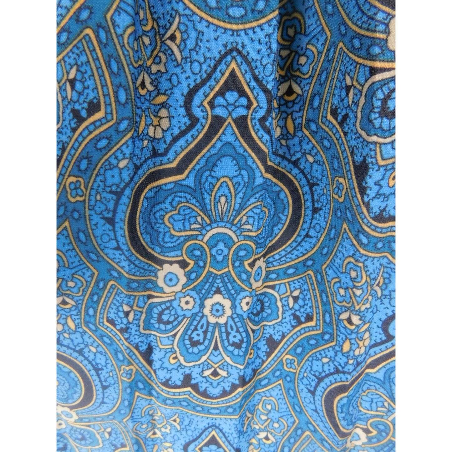 Draper's & Damon's Blue Paisley Border Print Skirt Elastic Waist Boho Witch 10