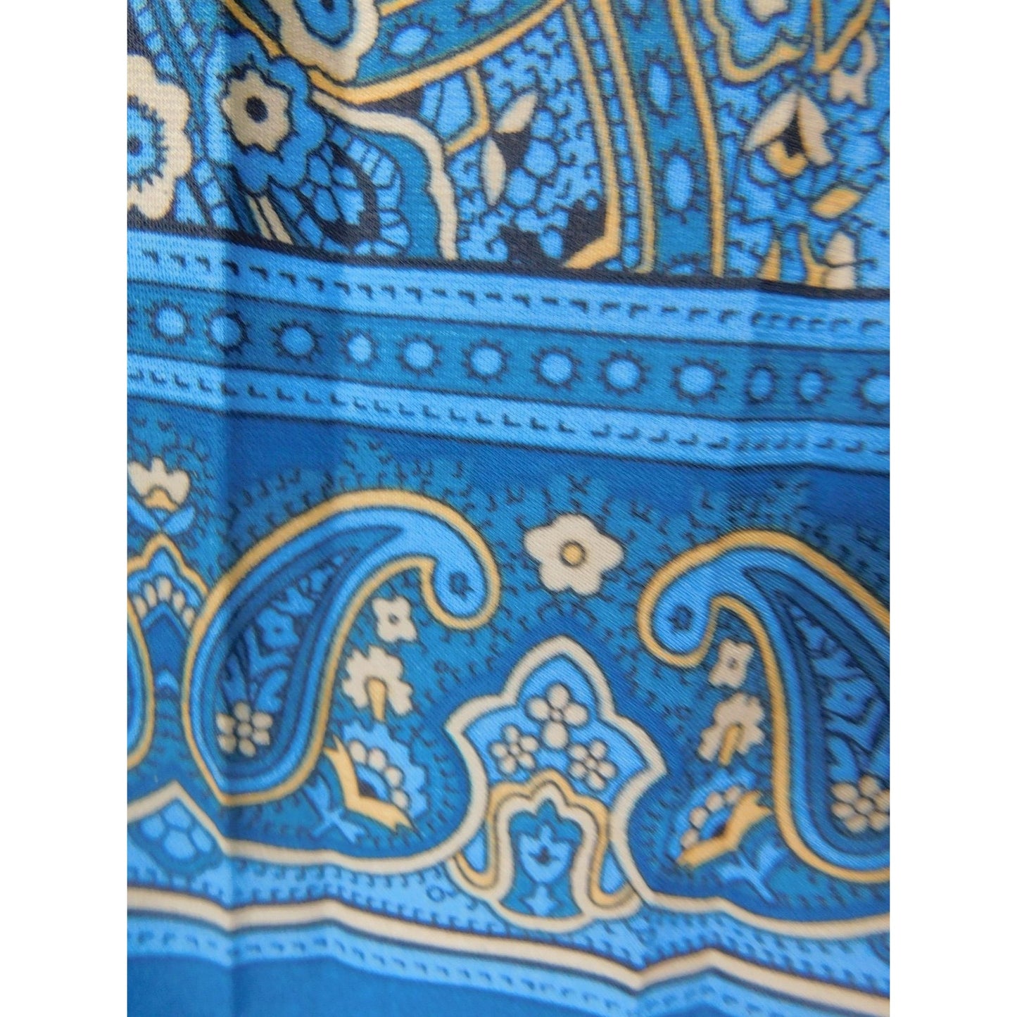 Draper's & Damon's Blue Paisley Border Print Skirt Elastic Waist Boho Witch 10