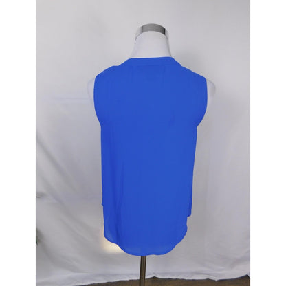 Attention Blue Geometric Sleeveless Blouse S - Button Up - Excellent
