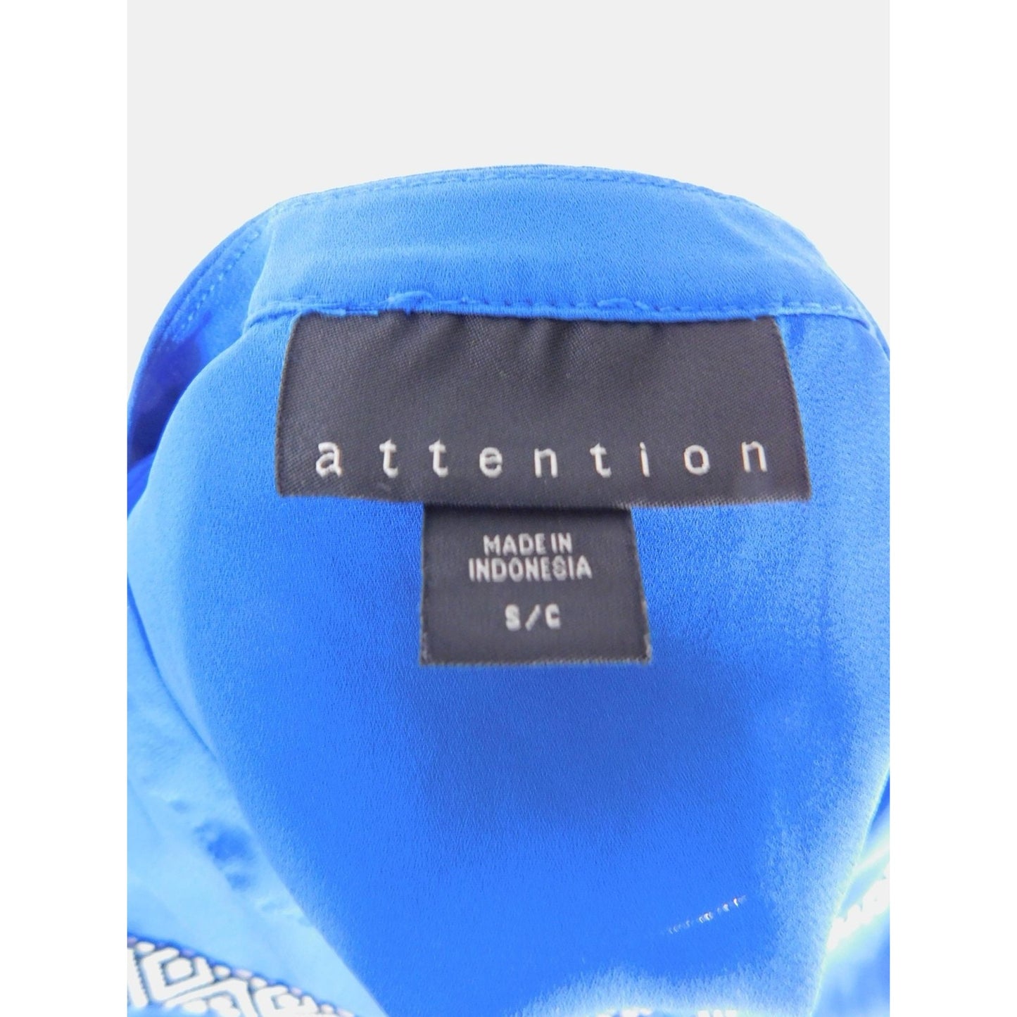 Attention Blue Geometric Sleeveless Blouse S - Button Up - Excellent