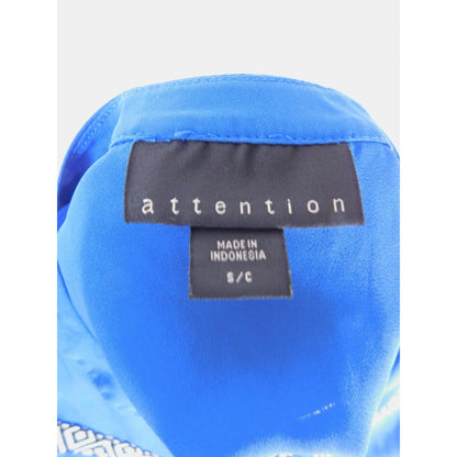 Attention Blue Geometric Sleeveless Blouse S - Button Up - Excellent