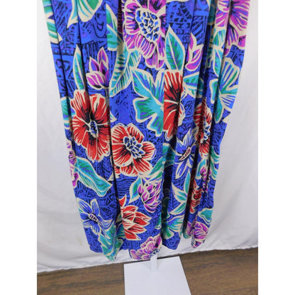 Vtg Worthington Blue Floral Pleated Skirt 8 USA 90s