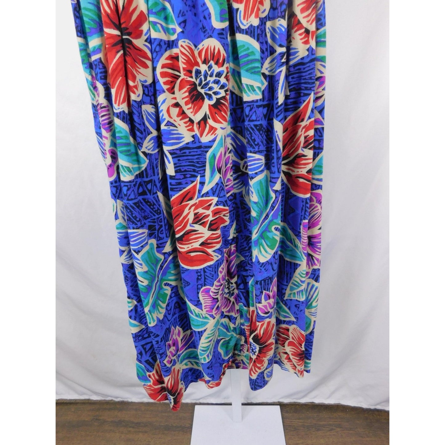 Vtg Worthington Blue Floral Pleated Skirt 8 USA 90s