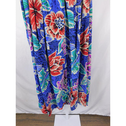 Vtg Worthington Blue Floral Pleated Skirt 8 USA 90s