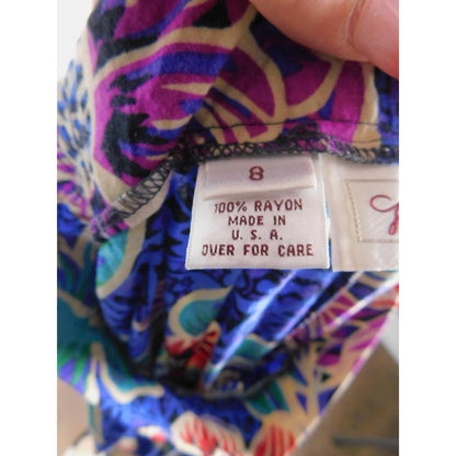 Vtg Worthington Blue Floral Pleated Skirt 8 USA 90s