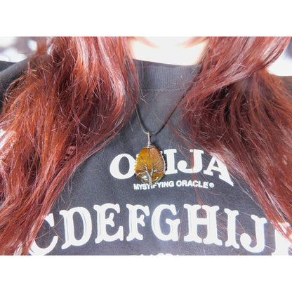 Tiger Eye Tree of Life Pendant Necklace Healing Crystal Jewelry 18"