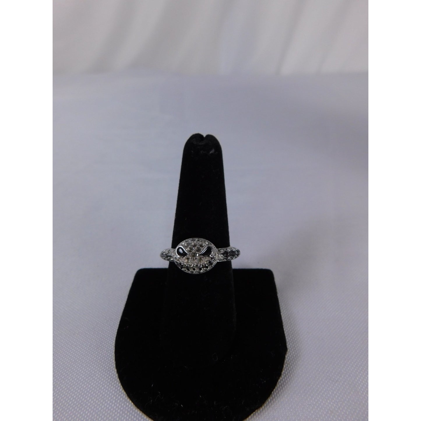 Jack Skellington Face Ring Silver Tone Adjustable Halloween Gothic Punk Jewelry