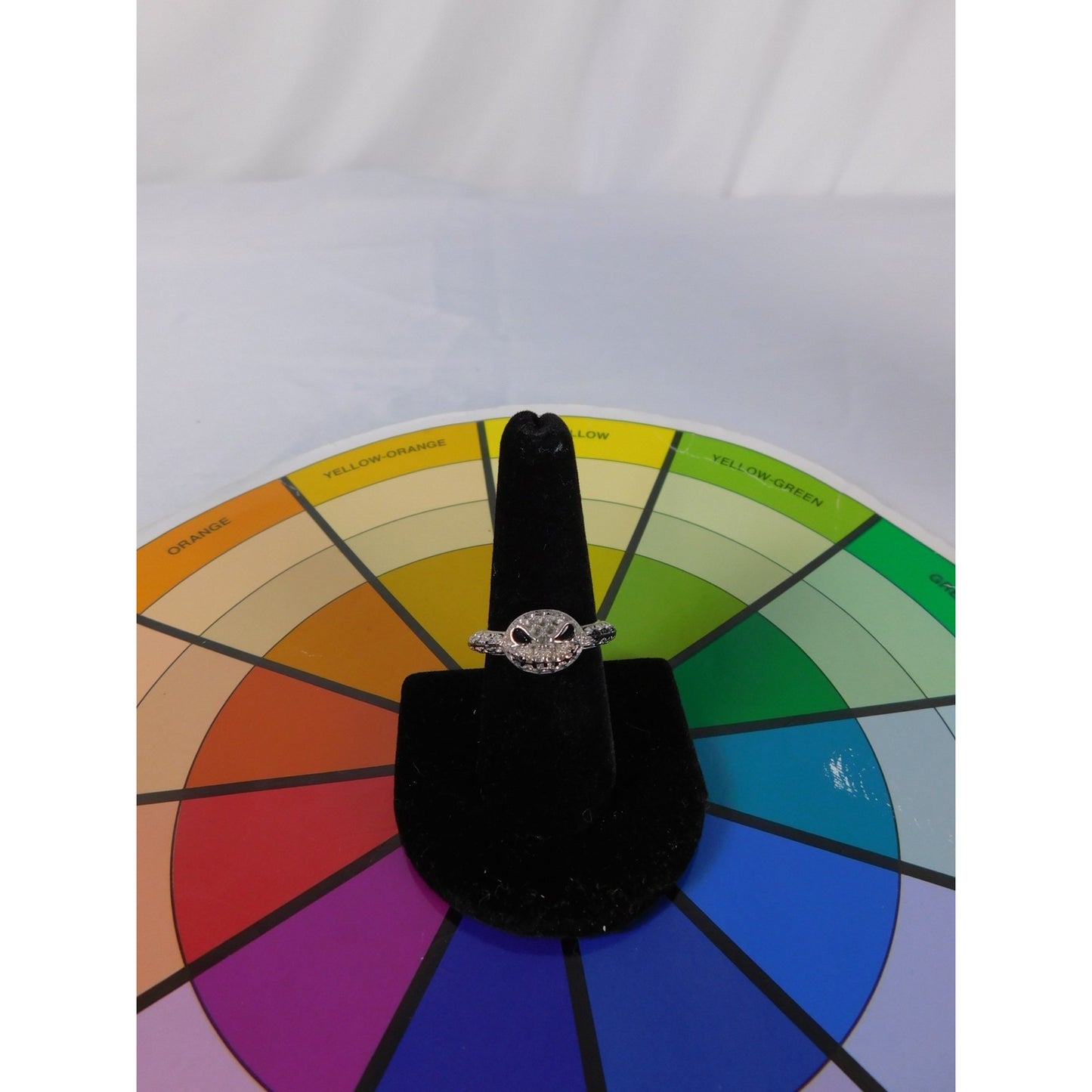 Jack Skellington Face Ring Silver Tone Adjustable Halloween Gothic Punk Jewelry