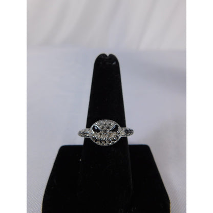 Jack Skellington Face Ring Silver Tone Adjustable Halloween Gothic Punk Jewelry