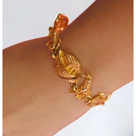 Noah's Ark Themed Gold Toned Metal Bracelet Christian Religious