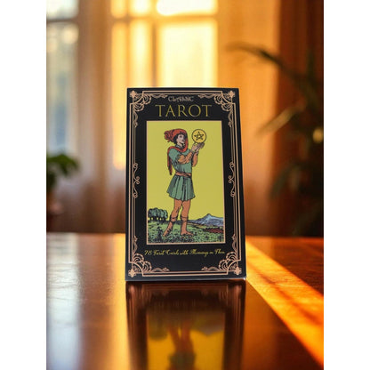 Classic Black Tarot Deck w/ Meanings Guidebook Celestial