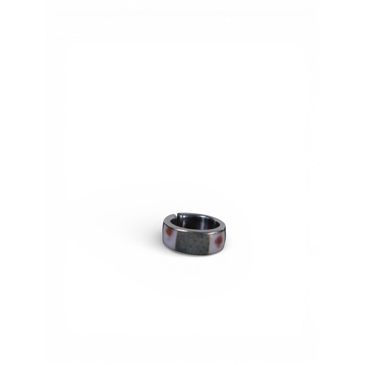 Wide Band Adjustable Ring Abstract Resin Inlay Modern Statement